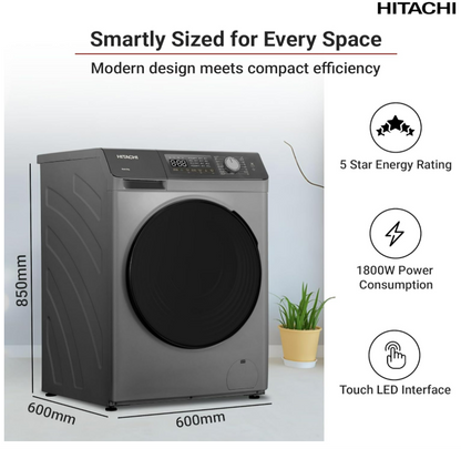 Hitachi BD-802HVOS 8KG Front Load Washing Machine | Inverter Motor, Steam Hygiene & 1400 RPM