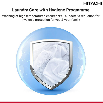 Hitachi BD-802HVOS 8KG Front Load Washing Machine | Inverter Motor, Steam Hygiene & 1400 RPM