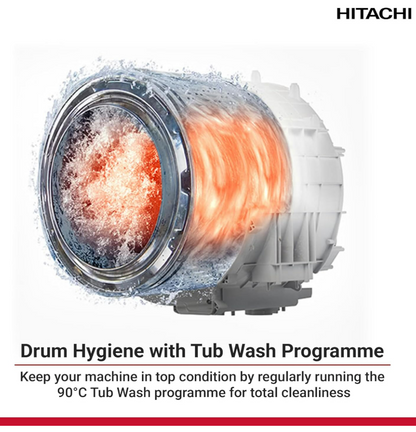 Hitachi BD-802HVOS 8KG Front Load Washing Machine | Inverter Motor, Steam Hygiene & 1400 RPM
