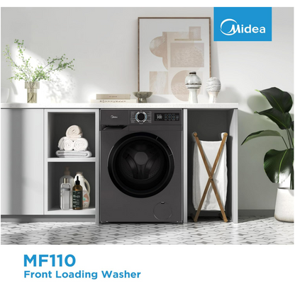 Midea 8kg Front Load Washing Machine MF110W80B/T-GCC | 1400 RPM | BLDC Inverter | Steam Sanitization | UAE