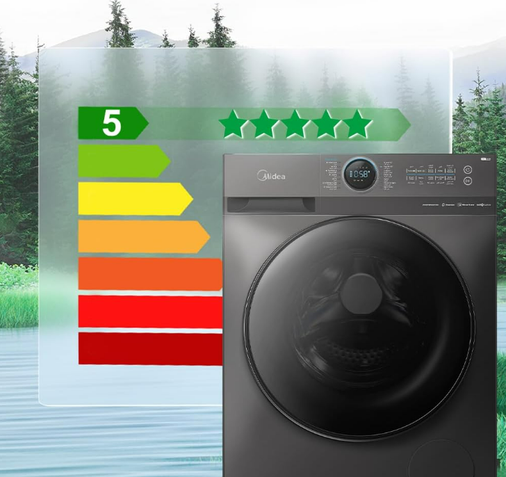 Midea 12kg Front Load Washing Machine MF200W120WBT-GCC | 1400 RPM | BLDC Inverter | WiFi | Steam Care | UAE