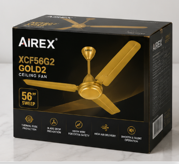 AIREX XCF56G2 Gold2 Ceiling Fan – 56" High-Airflow Fan with Thermal Protection & Safety Wire