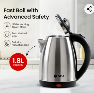SPJ Electric Kettle EKX-SS18L05 | 2L | 1500W | 304 Stainless Steel | Auto Shut-Off
