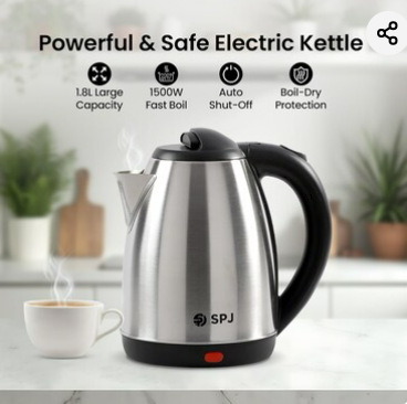 SPJ Electric Kettle EKX-SS18L05 | 2L | 1500W | 304 Stainless Steel | Auto Shut-Off
