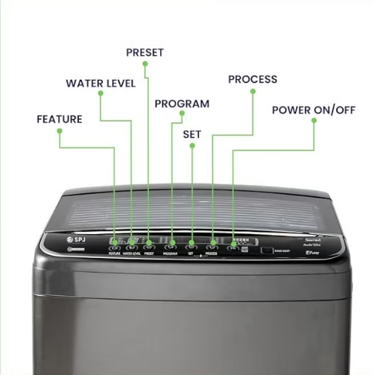SPJ Top Load Fully Automatic Washing Machine 7KG TLGRU-7FAM | LED Display | 16 Wash Programs | Energy Efficient