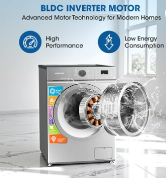 Krome KR-WFL60TSI1 6KG Front Load Fully Automatic Washing Machine – 1000 RPM BLDC Inverter Motor | Silver