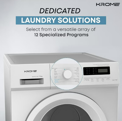 Krome KR-WFL70SI 7KG Front Load Fully Automatic Washing Machine – 1400 RPM BLDC Inverter Motor | White