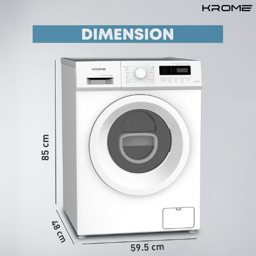 Krome KR-WFL70SI 7KG Front Load Fully Automatic Washing Machine – 1400 RPM BLDC Inverter Motor | White