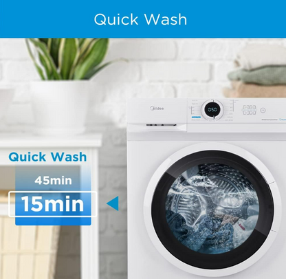 Midea 7kg Front Load Washing Machine MF100W70W-GCC | 1400 RPM | BLDC Inverter | Hygiene 90°C | White | UAE