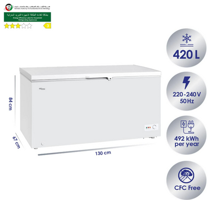 Midea 508L Chest Freezer with Fast Freeze, Dual Mode & Electronic Control – White|MDRC698FZEO1