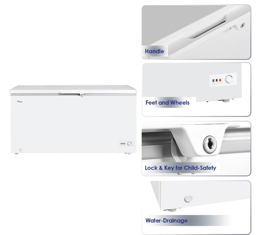 Midea 508L Chest Freezer with Fast Freeze, Dual Mode & Electronic Control – White|MDRC698FZEO1