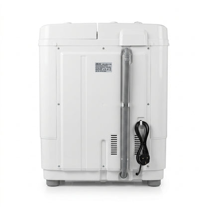 AKAI Twin Tub Washing Machine 6KG WMMA-XTT62W – Semi Automatic | Twin Tub Design | Spin Dryer | Compact Laundry Solution | White