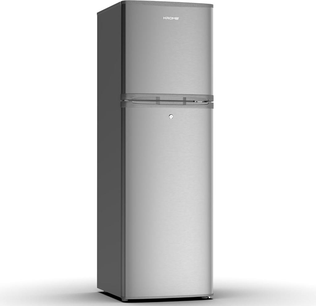 KROME Double Door Refrigerator KR-RDC180IH – 180L Top Mount Refrigerator | Direct Cool | Inox Finish