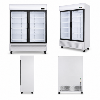GENERAL LINE GL1200DDSWDLX Double Door Display Chiller 1200L Commercial Beverage Cooler