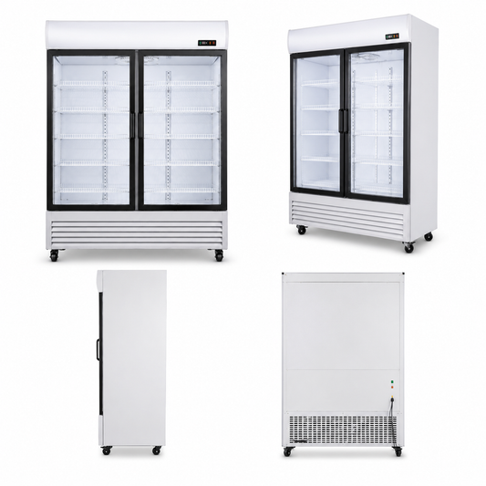 GENERAL LINE GL1200DDSWDLX Double Door Display Chiller 1200L Commercial Beverage Cooler