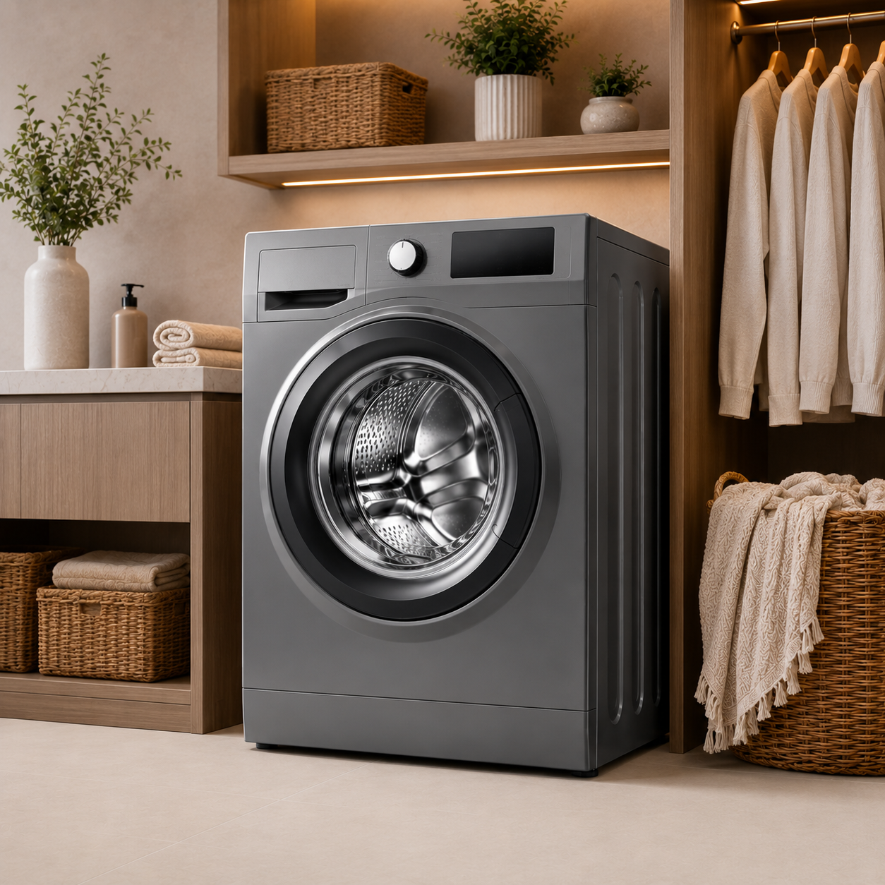 ARISTON ARWF10143DMME 10KG Front Load Washing Machine – 1400 RPM, Steam Therapy, WiFi Connectivity, Manhattan Grey