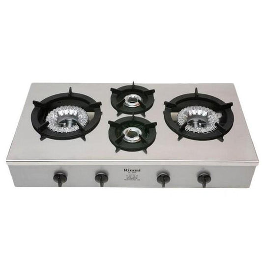 Rinnai 4 Burner Gas Stove RI4RSPN | Stainless Steel | Semi-Commercial | Auto Ignition | LPG | UAE