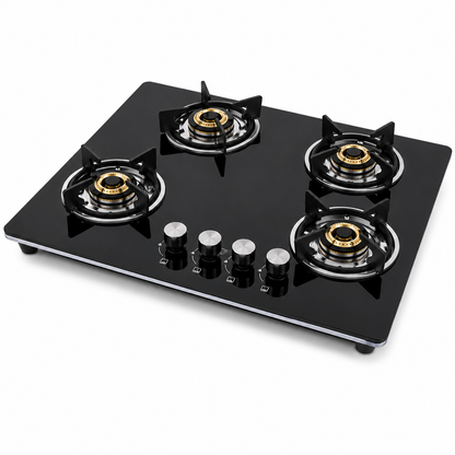 GEEPAS GGC31036 4 Burner Built-In Gas & Electric Hob | Stainless Steel | Auto Ignition | Ceramic Hot Plate