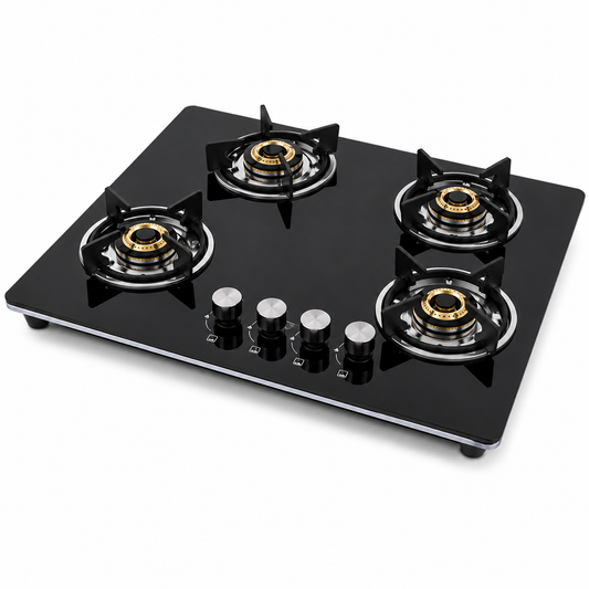 GEEPAS GGC31036 4 Burner Built-In Gas & Electric Hob | Stainless Steel | Auto Ignition | Ceramic Hot Plate