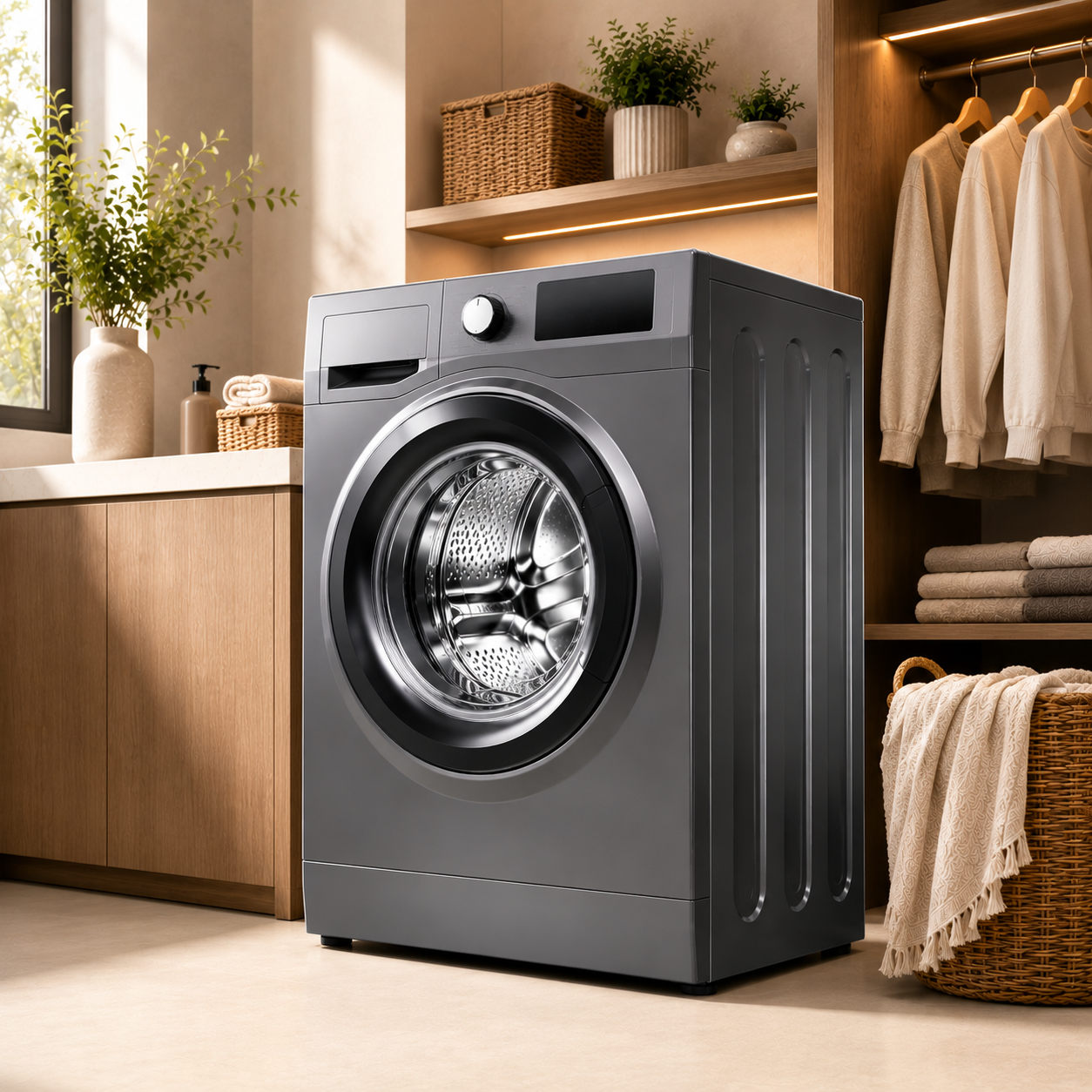 ARISTON ARWF10143DMME 10KG Front Load Washing Machine – 1400 RPM, Steam Therapy, WiFi Connectivity, Manhattan Grey