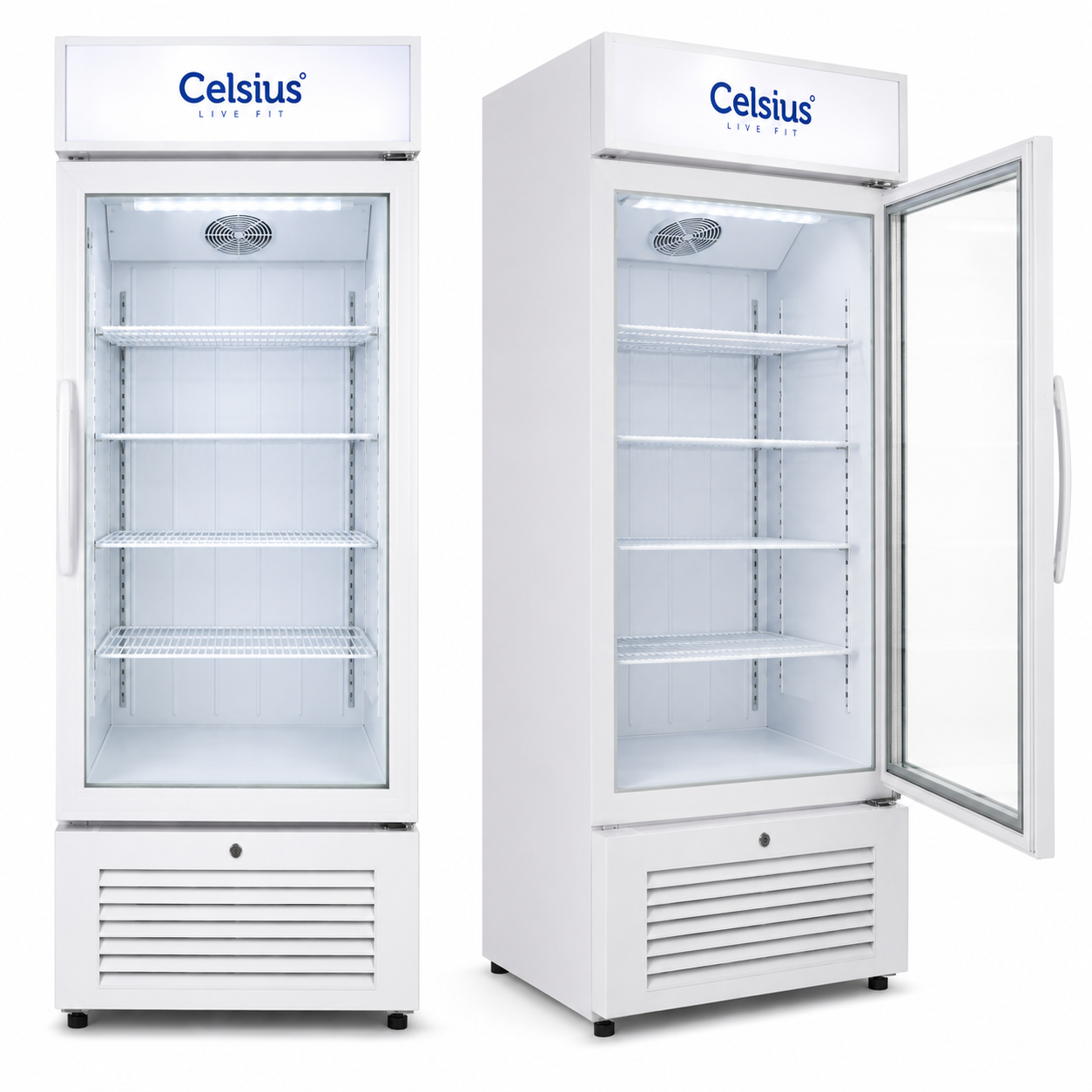 Celsius TSB 1CF-13 PRMW Single Door Full Glass White Chiller Commercial Display Refrigerator