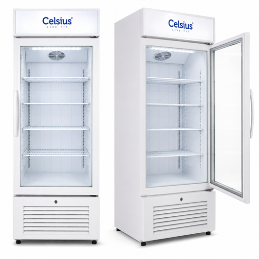 Celsius TSB 1CF-13 PRMW Single Door Full Glass White Chiller Commercial Display Refrigerator
