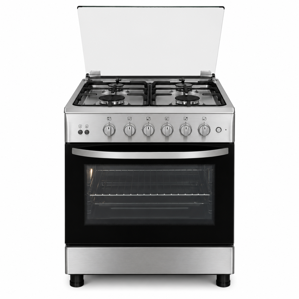 Super General SGC616FSBGOF 60x60cm Stainless Steel Gas Cooker – 4 Burner Full Safety Cooking Range
