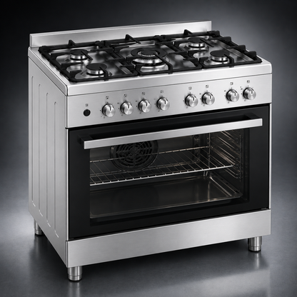Glemgas SE9612RIFS 90x60cm Freestanding Gas Cooker with Fan Oven – Stainless Steel