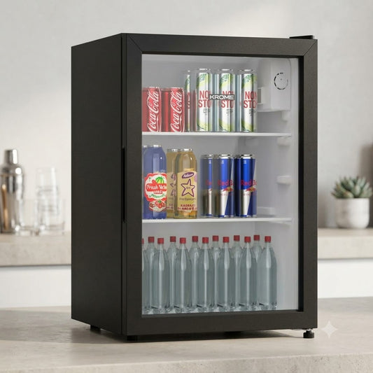 KROME Chiller Cooler Beverage Single Door KR-BC90DM – 90L Beverage Cooler with Glass Door & Mechanical Temperature Control