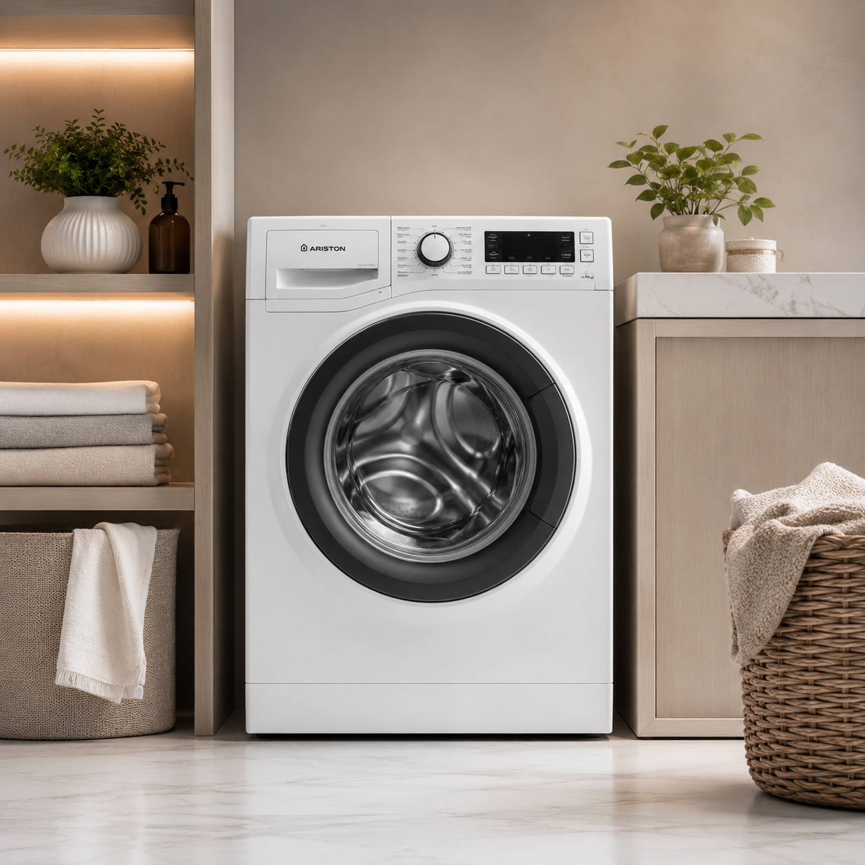 ARISTON NLM11946WCAGCC 9KG Front Load Washing Machine – 1400 RPM, Inverter Motor, Active Care Technology, White