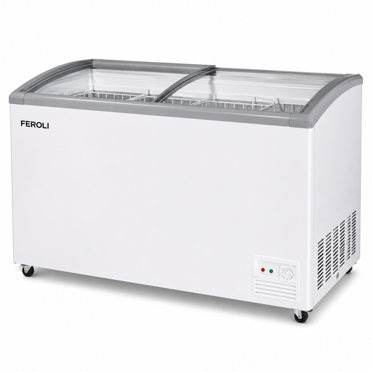 Feroli FE-ICF500CG Chest Ice Cream Freezer 500L Commercial Glass Top Freezer