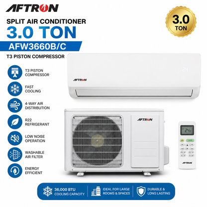 AFTRON AFW3660B/C 3 Ton Split Air Conditioner – Piston Compressor – High Performance Cooling