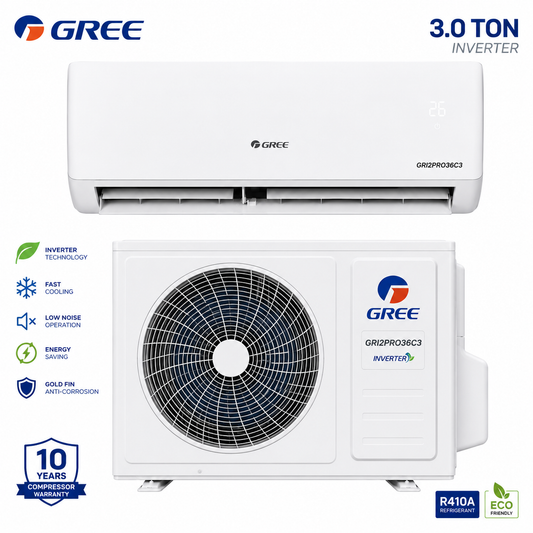 GREE Split AC 3.0 Ton Inverter GRI2PRO36C3 – Heavy Duty Cooling & Heating Air Conditioner