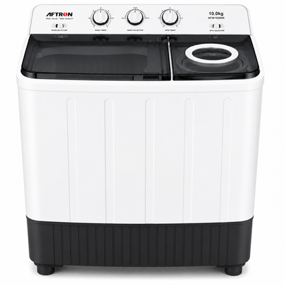 AFTRON Twin Tub Washing Machine 10KG AFW10200K – Semi Automatic | Twin Tub Design | Air Dry Function | White