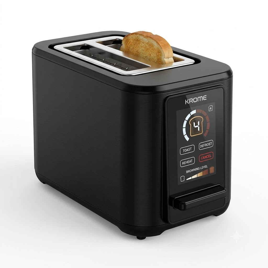 Krome KR-BT20TD 2-Slice Digital Touch Toaster – 850W with Touch Panel, Countdown Display, Defrost & Reheat Functions