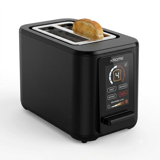 Krome KR-BT20TD 2-Slice Digital Touch Toaster – 850W with Touch Panel, Countdown Display, Defrost & Reheat Functions