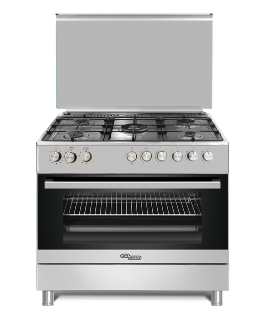 Super General SGC9603FSHG 90x60cm Stainless Steel Gas Cooker – 5 Burner Full Safety Cooking Range