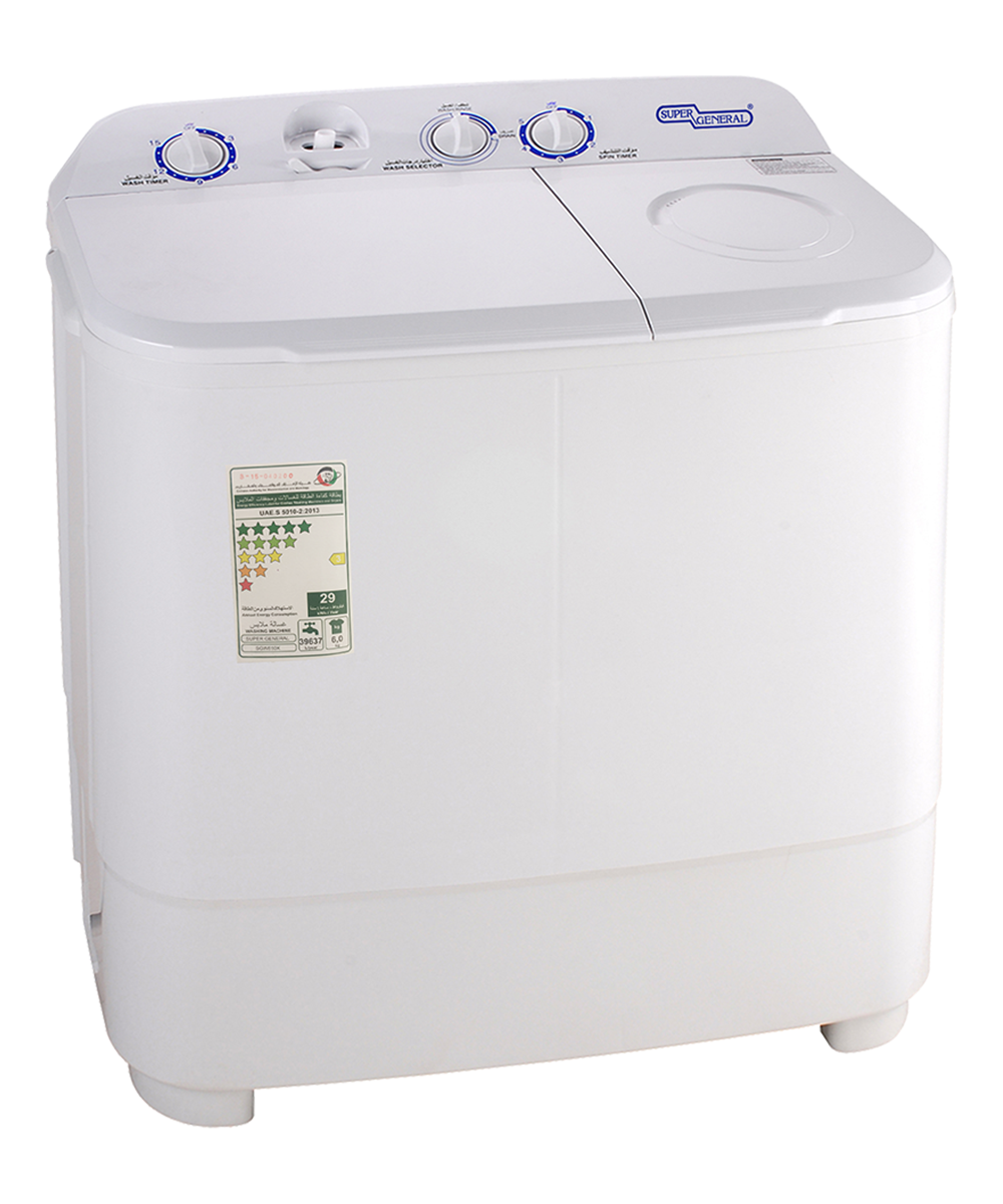 Super General SGW610X 6Kg Twin Tub Washing Machine – Compact Semi-Automatic Washer with Spin Dryer