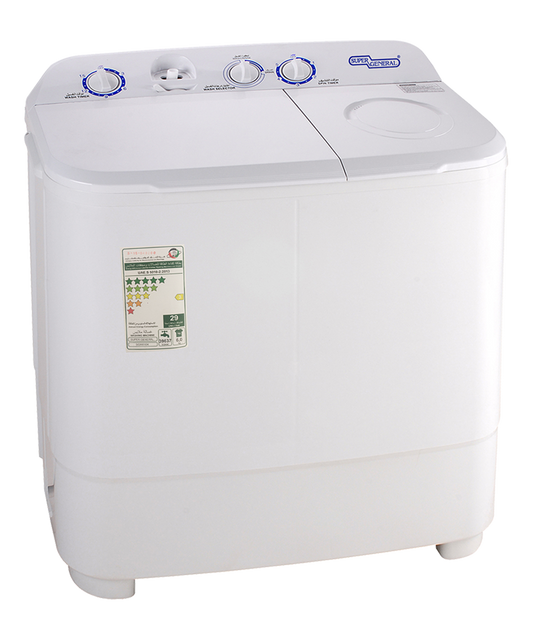 Super General SGW610X 6Kg Twin Tub Washing Machine – Compact Semi-Automatic Washer with Spin Dryer