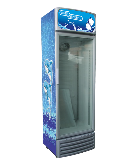 Super General SGSC398 395L Single Door Commercial Chiller Showcase – Glass Door Beverage Display Refrigerator