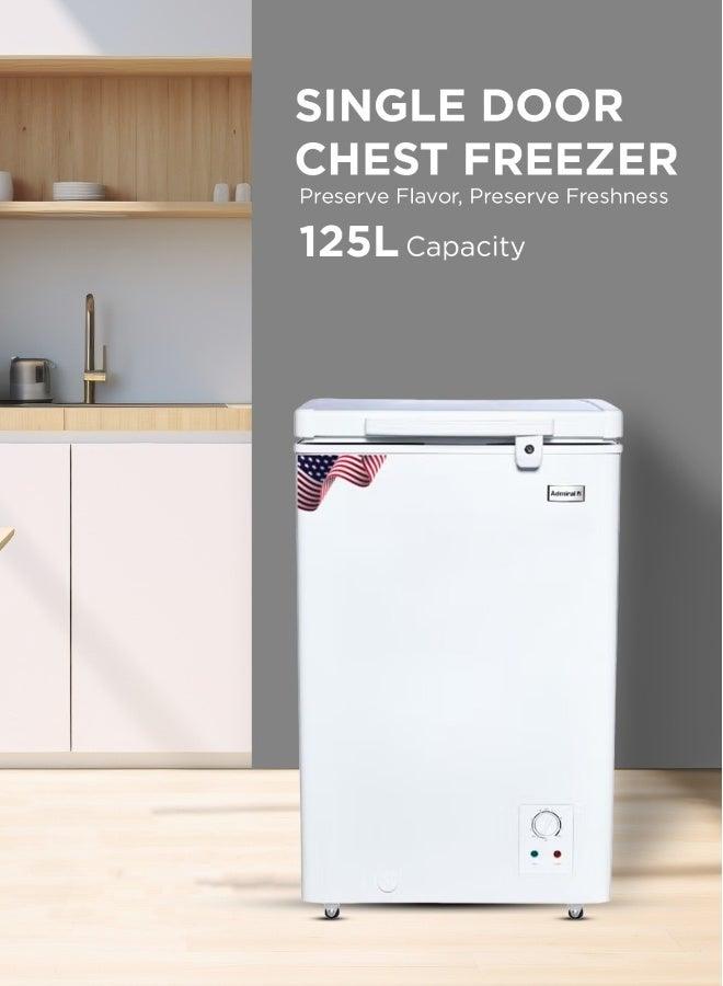 ADMIRAL ADCF125WE 125L Chest Freezer – Compact Deep Freezer with Adjustable Thermostat, Lock & Key, White