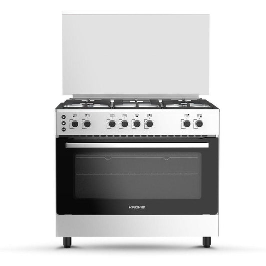 KROME Gas Cooker 90×60 KR-CR906O – 5 Burner Freestanding Gas Cooking Range with Gas Oven | Full Safety