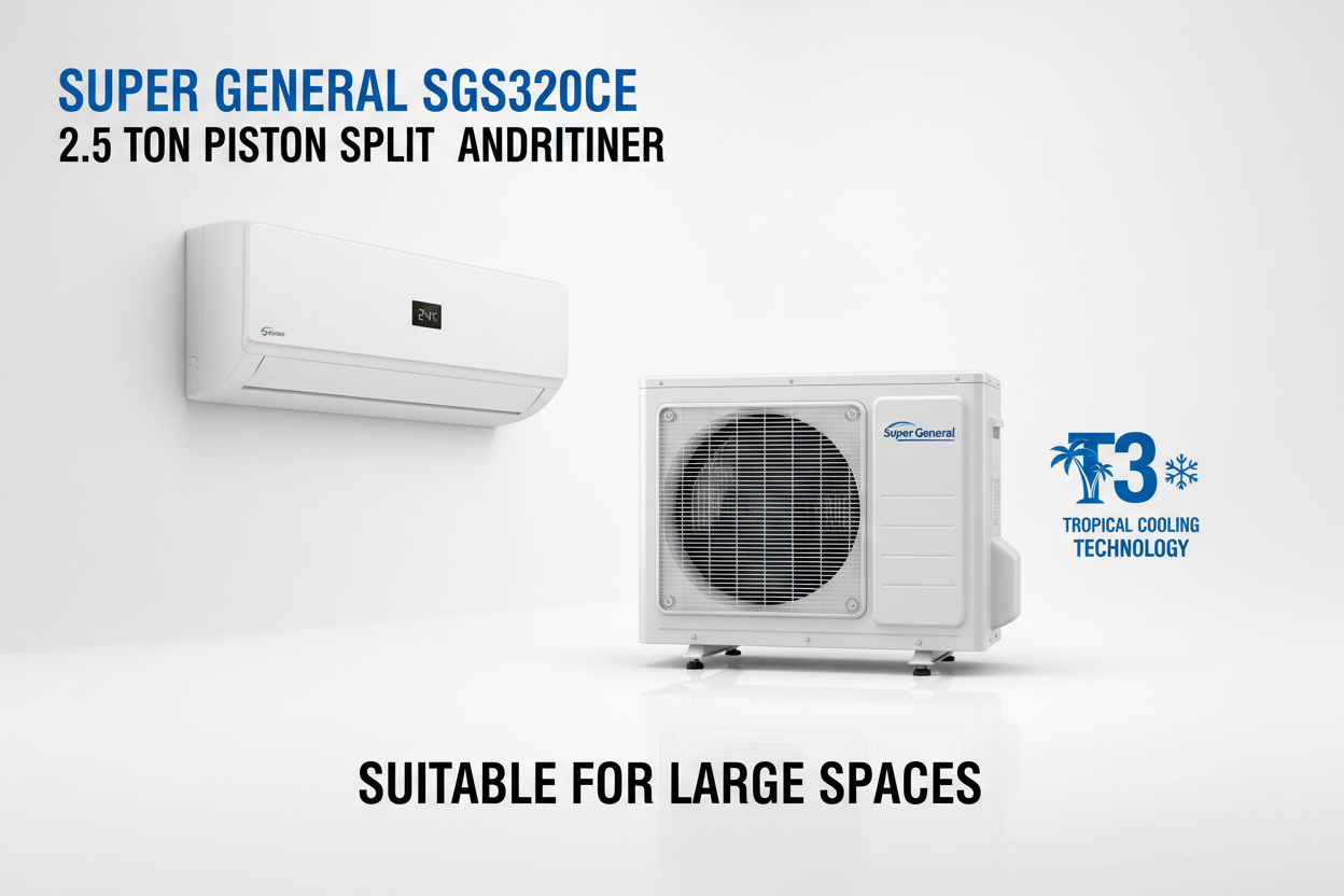 Super General SGS320CE 2.5 Ton Piston Split Air Conditioner – Powerful T3 Cooling for Large Spaces