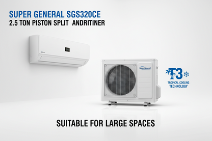 Super General SGS320CE 2.5 Ton Piston Split Air Conditioner – Powerful T3 Cooling for Large Spaces