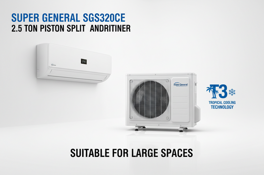Super General SGS320CE 2.5 Ton Piston Split Air Conditioner – Powerful T3 Cooling for Large Spaces