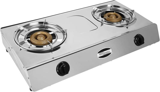 Super General SGB212FFD 2 Burner Gas Stove – Stainless Steel Table Top Cooktop with Auto Ignition & Flame Failure Safety Device (FSD)