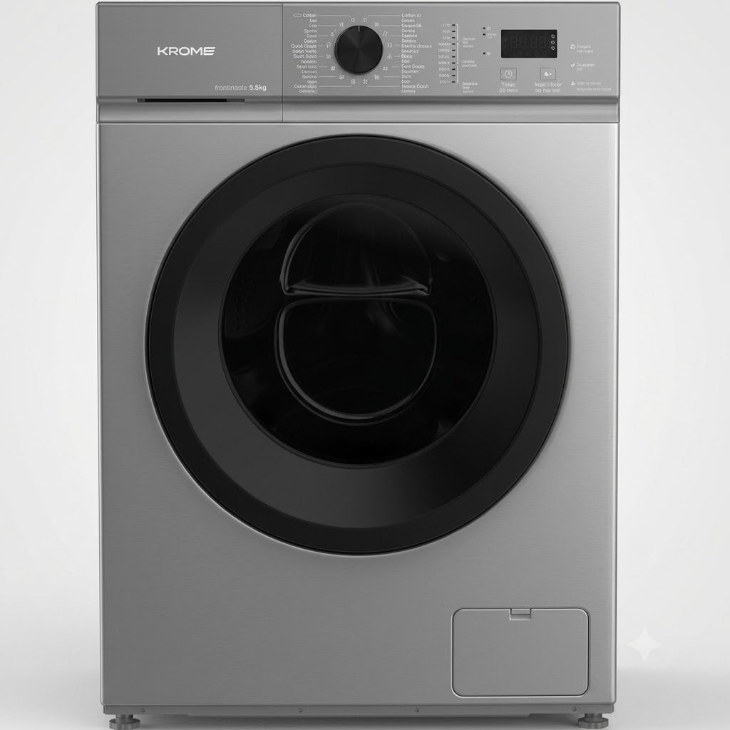 Krome KR-WFL707SIS 7KG Front Load Fully Automatic Washing Machine – 1200 RPM BLDC Inverter Motor | Titanium Silver