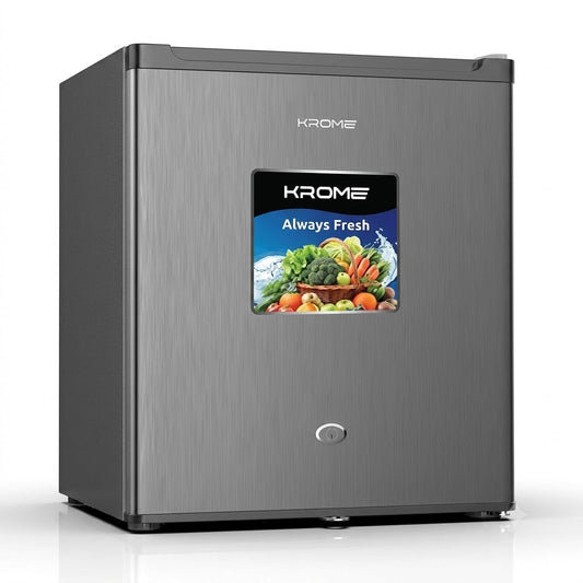 KROME Mini Refrigerator 60L KR-RDC60H – Compact Single Door Mini Fridge | Direct Cool | Silver